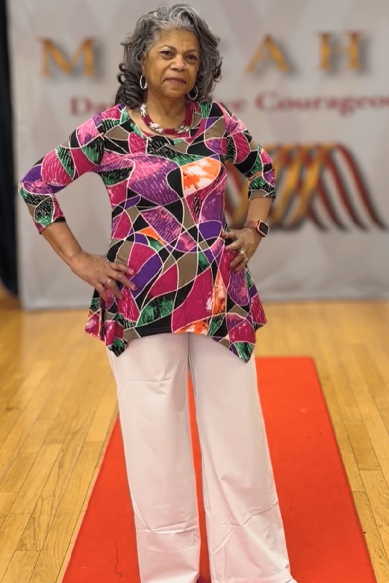 Long Tunic Print Vneck Top