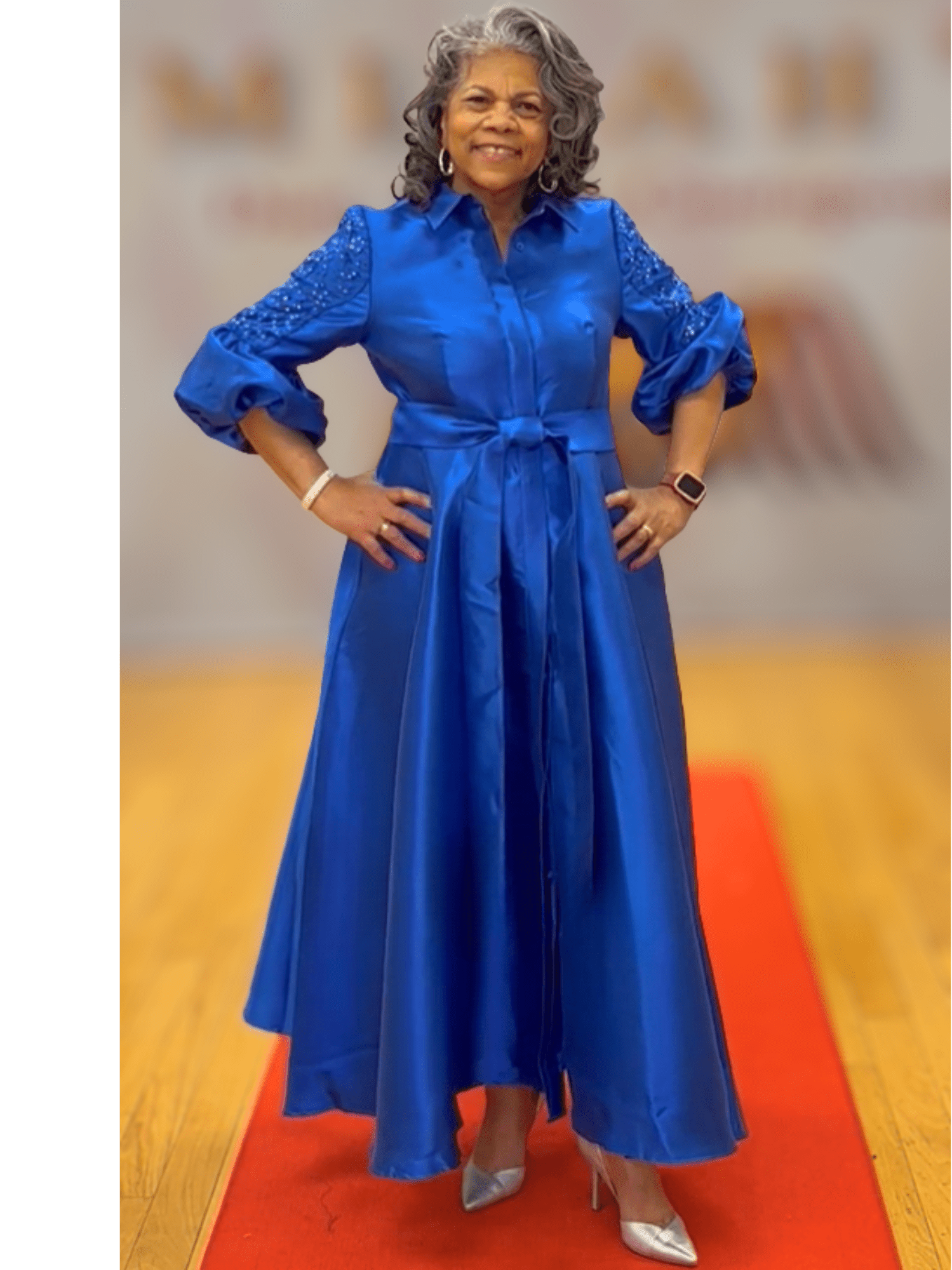 Bishop Sleeve Tie-Waist Maxi Dress