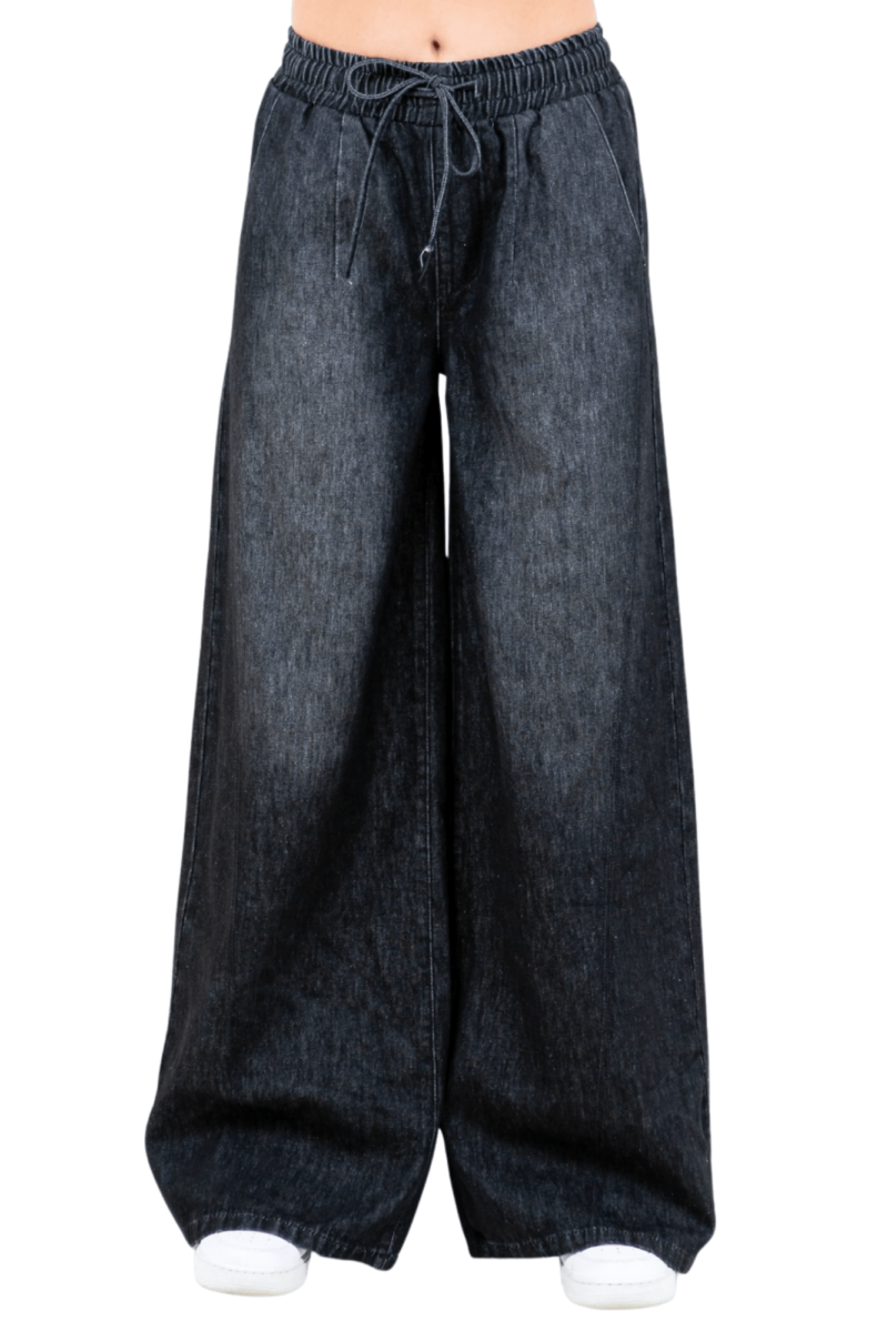 Wide Leg Pull On Style Jeans