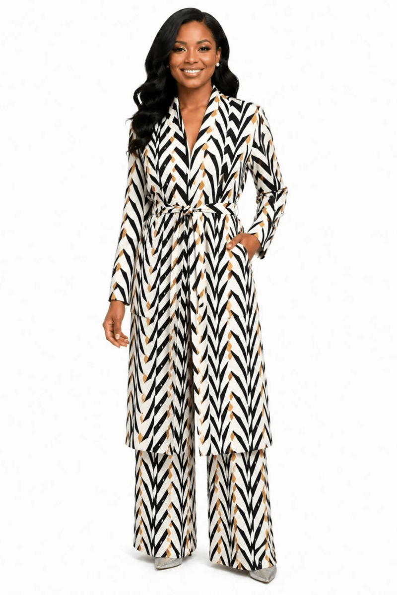 Chic Chevron Print Duster Pant Set