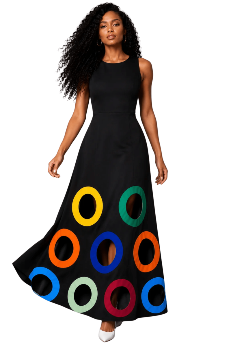 Colorful Circles Cutout Dress